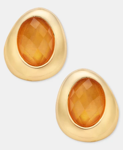 Anne Klein Stone Pebble Button Earrings