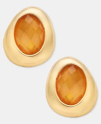 Anne Klein Stone Pebble Button Earrings