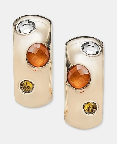 Anne Klein Small Stone C-Hoop Earrings, 0.82"
