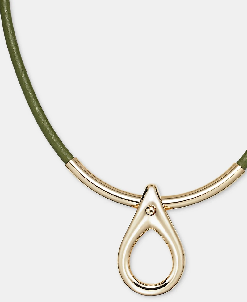 Anne Klein Teardrop Leather Cord Pendant Necklace, 16" + 3" extender