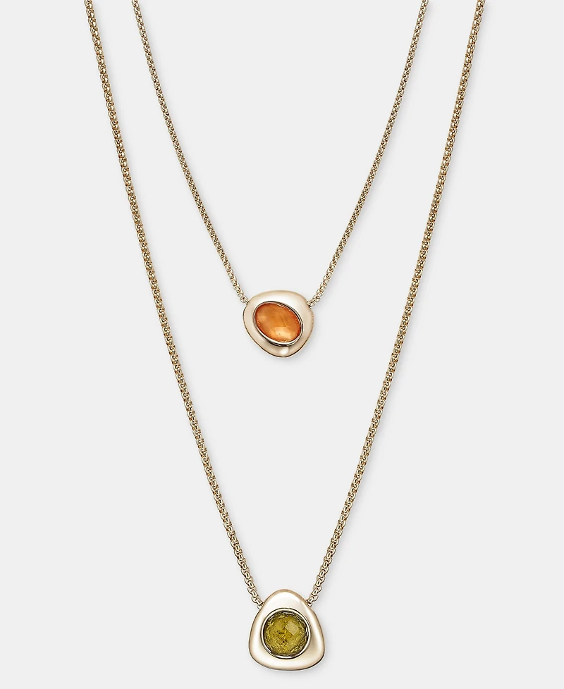 Anne Klein Stone Pebble 30" Layered Pendant Necklace