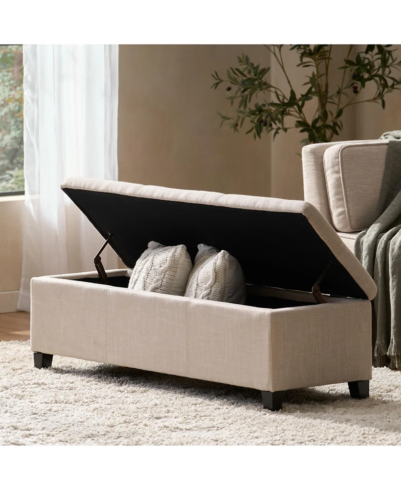 Flynama Upholstered Storage Ottoman Bench with Solid Wood Legs
