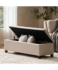 Flynama Upholstered Storage Ottoman Bench with Solid Wood Legs