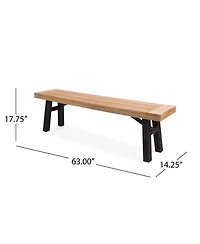 Flynama 2-Pack Outdoor Acacia Wood Slat Panel Benches, Natural
