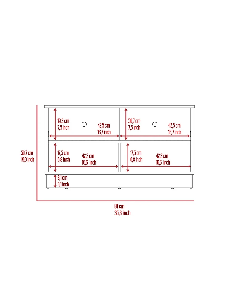 Flynama Storage Bench with 2 Open Shelves and 2 Drawers