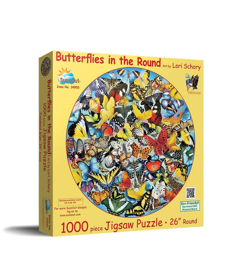 SunsOut Butterflies in the Round 1000 piece Jigsaw Puzzle for Adults Round