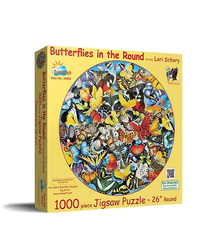 SunsOut Butterflies in the Round 1000 piece Jigsaw Puzzle for Adults Round