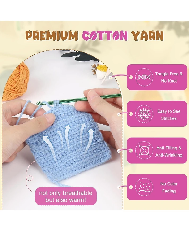 Aeelike Cotton Yarn for Crocheting - 4 Skeins, 50g Each, Soft Crochet Yarn for Baby Clothes, Scarves and More