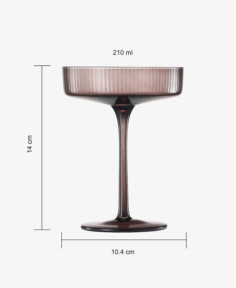 The Wine Savant Venus Ribbed Coupe Glasses, Set of 6