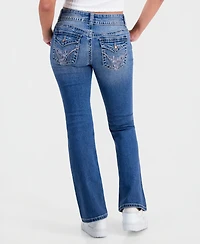 Celebrity Pink Juniors' Embroidered Flap-Pocket Flare-Leg Jeans
