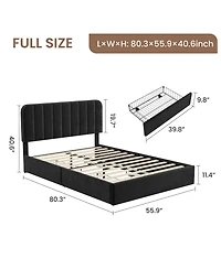 Homfan Bed Frame Heavy Duty Slats with 2 Storage