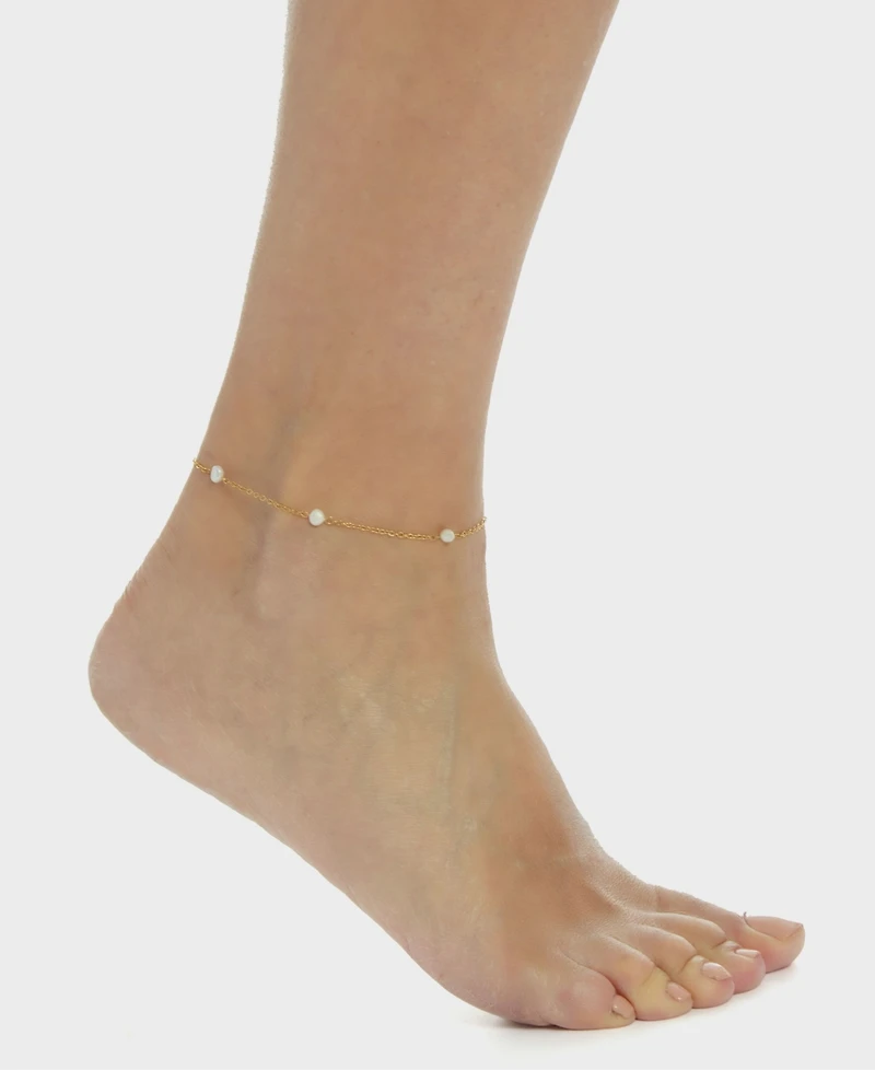 St. Moran Tarnish-Resistant Gold Natural Freshwater Imitation Pearl Max Station Anklet