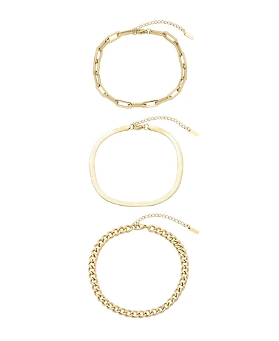 St. Moran Tarnish-Resistant Silver Chunky 3-Piece Cinthia Anklet Set