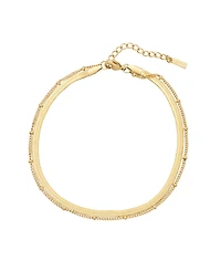 St. Moran Tarnish-Resistant Silver Heringbone and Cable Chain Stefanie Anklet Set