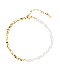 St. Moran Tarnish-Resistant Gold Natural Freshwater Imitation Pearl 1/2 Chain Eden Anklet