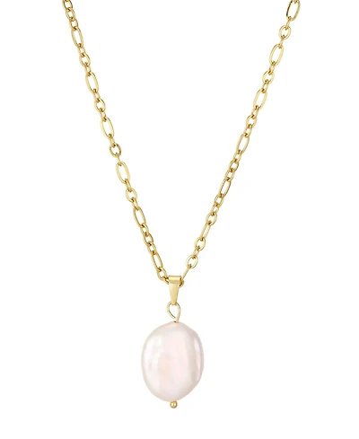 St. Moran Tarnish-Resistant Gold Natural Freshwater Pearl Single Figaro Chain Melia Necklace