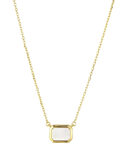 St. Moran Gold Natural Imitation Pearl Bezeled Sideways Solange Necklace