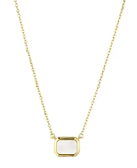 St. Moran Gold Natural Imitation Pearl Bezeled Sideways Solange Necklace