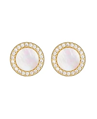 St. Moran Gold Natural Imitation Pearl Halo Serra Stud Earrings