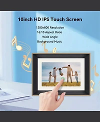 Eco4Life 10.1" WiFi Digital Photo Frame with Photos/Videos sharing - with Wood Frame