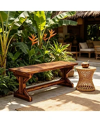 flynama Backless Outdoor Fir Wood Park Bench, 45" Wide