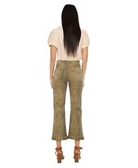KanCan Women's Usa Juniors' High Rise Crop Flare Python Print Jeans