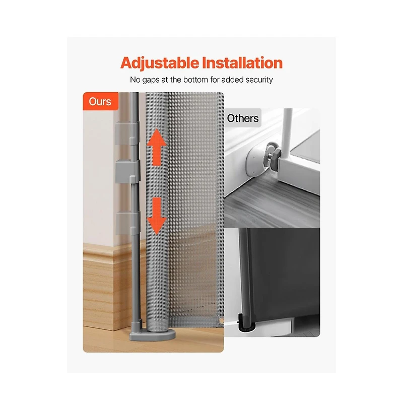Ruie Streamlined Retractable Pet Gate 34 in Tall Extends to 55 in Wide