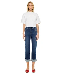 KanCan Women's High Rise Cropped Straight-Leg Jeans