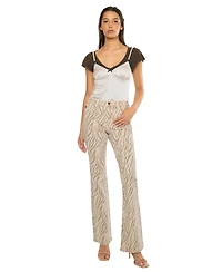 KanCan Women's Usa Juniors' High Rise Zebra Print Flare Jeans