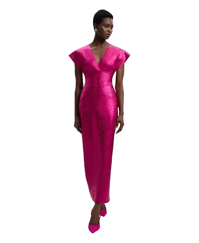 Karen Millen Women's Deep V-Neck Angel Sleeve Maxi Dress