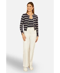 Yumi Women's Long Sleeve Round Neck Cardigan