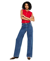 KanCan Women's Sol High Rise Wide Leg Trouser Jeans