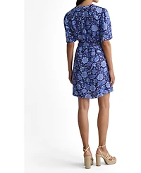 UNTUCKit Women's Linen Blend Floral Lena Shirt Dress