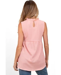 Pinkblush Maternity Blush Ruffle Mock Neck Sleeveless Blouse