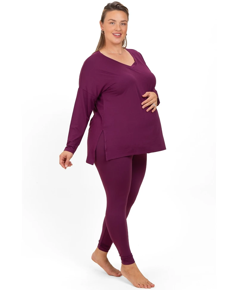 Pinkblush Women's Brushed Knit Oversized Top and Legging Maternity Plus Set