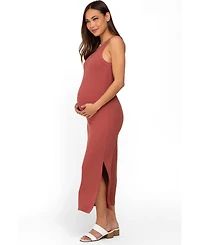 Pinkblush Maternity Taupe Ribbed Side Slit Tank Dress