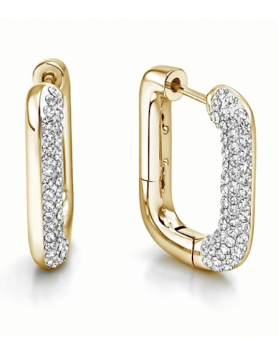 And Now This Clear Crystal Rectangular Shaped Hoop Earrings