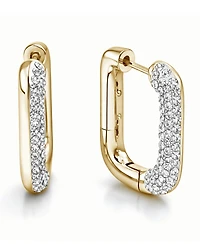 And Now This Clear Crystal Rectangular Shaped Hoop Earrings