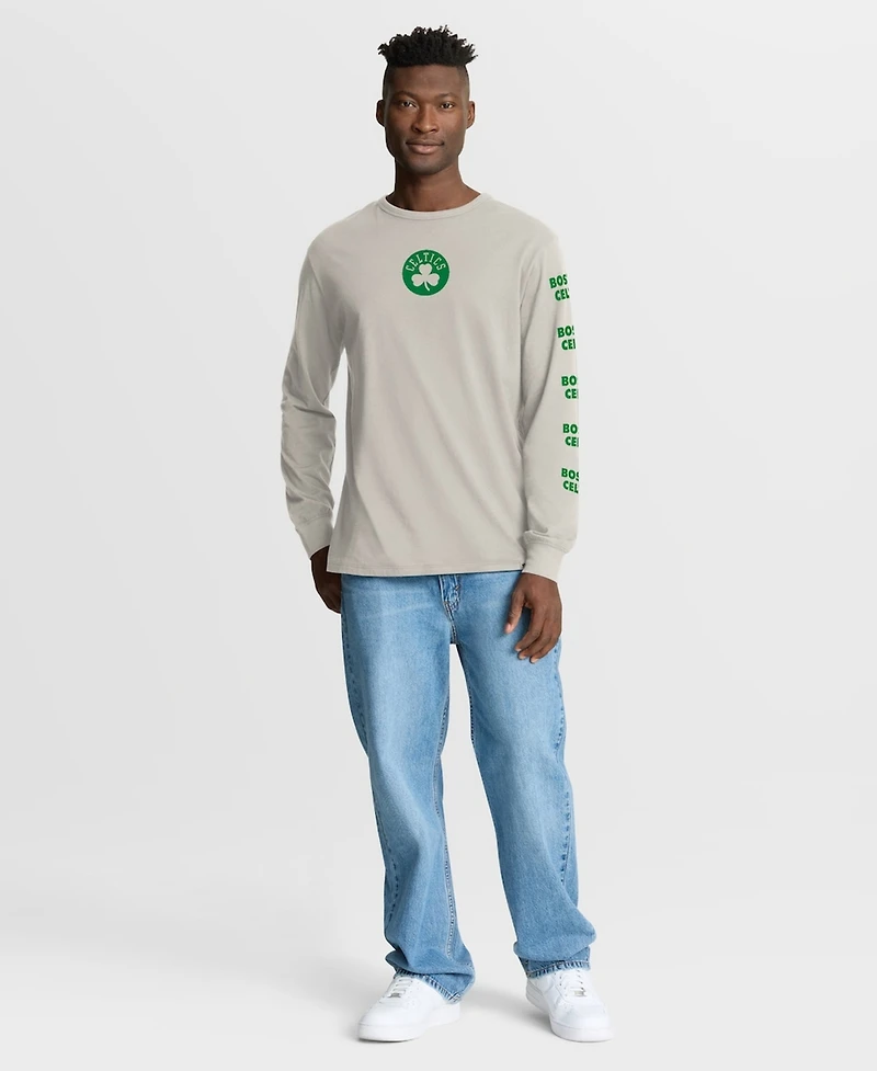 Fanatics Men's Cream Boston Celtics Crossover Collection Ball Screen Action Premium Long Sleeves T-Shirt