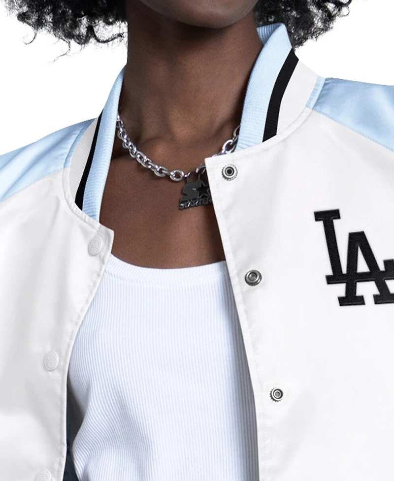 Starter Women's Light Blue/White Los Angeles Dodgers Blitz Varsity Raglan Full-Snap Satin Jacket