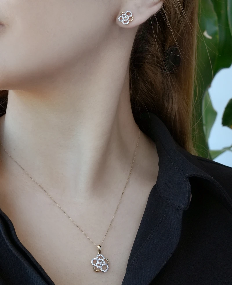 Wrapped in Love Diamond Rose Pendant Necklace (1/4 ct. t.w.) in 10k Yellow Gold