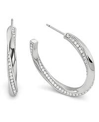 And Now This Crystal Post Tiwsted C Hoop Earrings