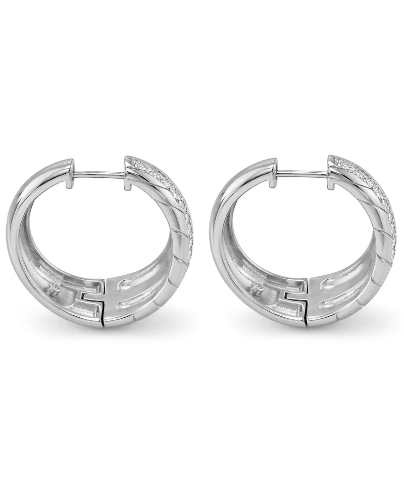 And Now This Crystal Center Graduated Hinged Hoop Earrings