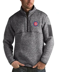 Antigua Men's Heathered Charcoal Chicago Cubs Fortune Half-Zip Sweater