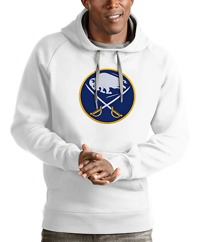 Antigua Men's White Buffalo Sabres Logo Victory Pullover Hoodie