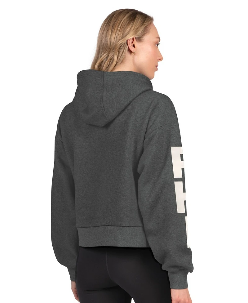 Starter Women's Heather Charcoal Philadelphia Flyers Star Player Cropped Fleece Hoodie