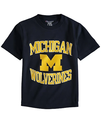 Champion Big Boys and Girls Navy Michigan Wolverines Circling Team Jersey T-Shirt