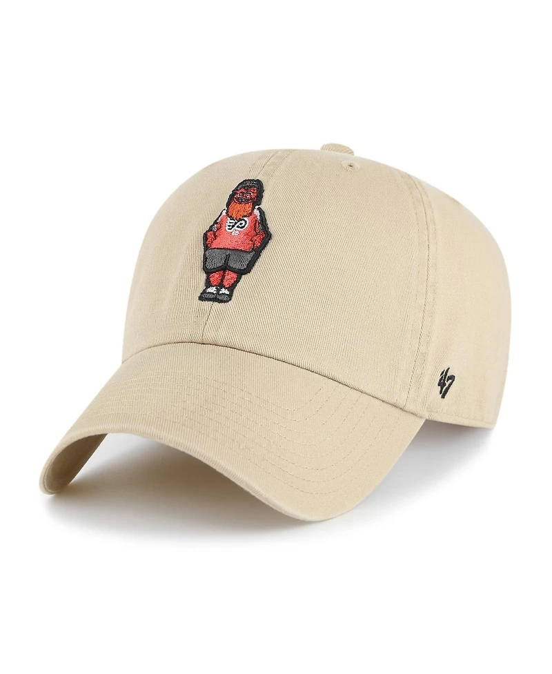 '47 Brand Men's Khaki Philadelphia Flyers Gritty Alternate Logo Clean Up Adjustable Hat