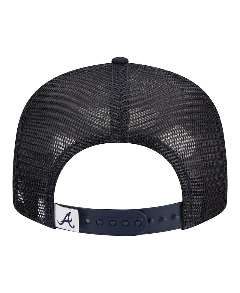 New Era Big Boys and Girls Navy Atlanta Braves 9FIFTY Trucker Snapback Hat