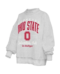 Pressbox Women's Heather Gray Ohio State Buckeyes Reversible Sweatshirt